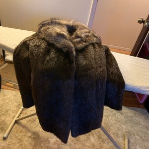 Authentic vintage  mink coat with fox collar